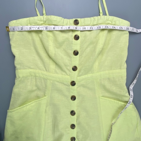 NWT AE Bright Yellow Button Up Bandeau Cotton Linen Blend Button-Down Dress, LS - Picture 11 of 13